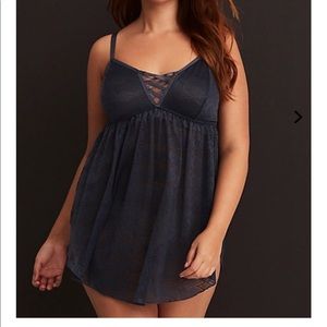 Black lace crisscross nightie